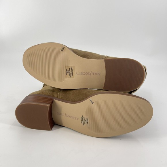 Sole Society Womens 9M Calanth Tobacco Brown Slouchy Suede Mid Calf Pull Boots - Picture 5 of 10